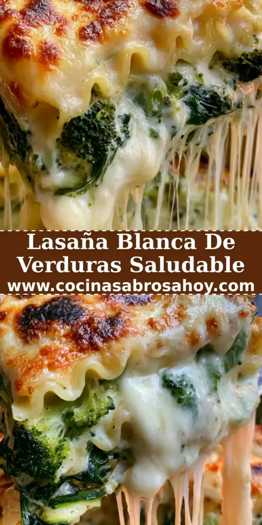 Primer plano de una porción de lasaña de verduras con queso derretido y bechamel cremosa siendo servida.