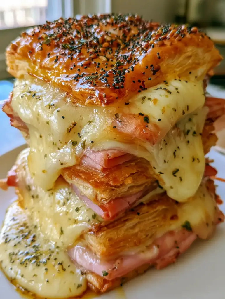 Hojaldre de jamón: El secreto para lograr mil capas crujientes y queso fundido 2 Macro de las mil capas de un hojaldre de jamón recién horneado. (hojaldre de jamón)