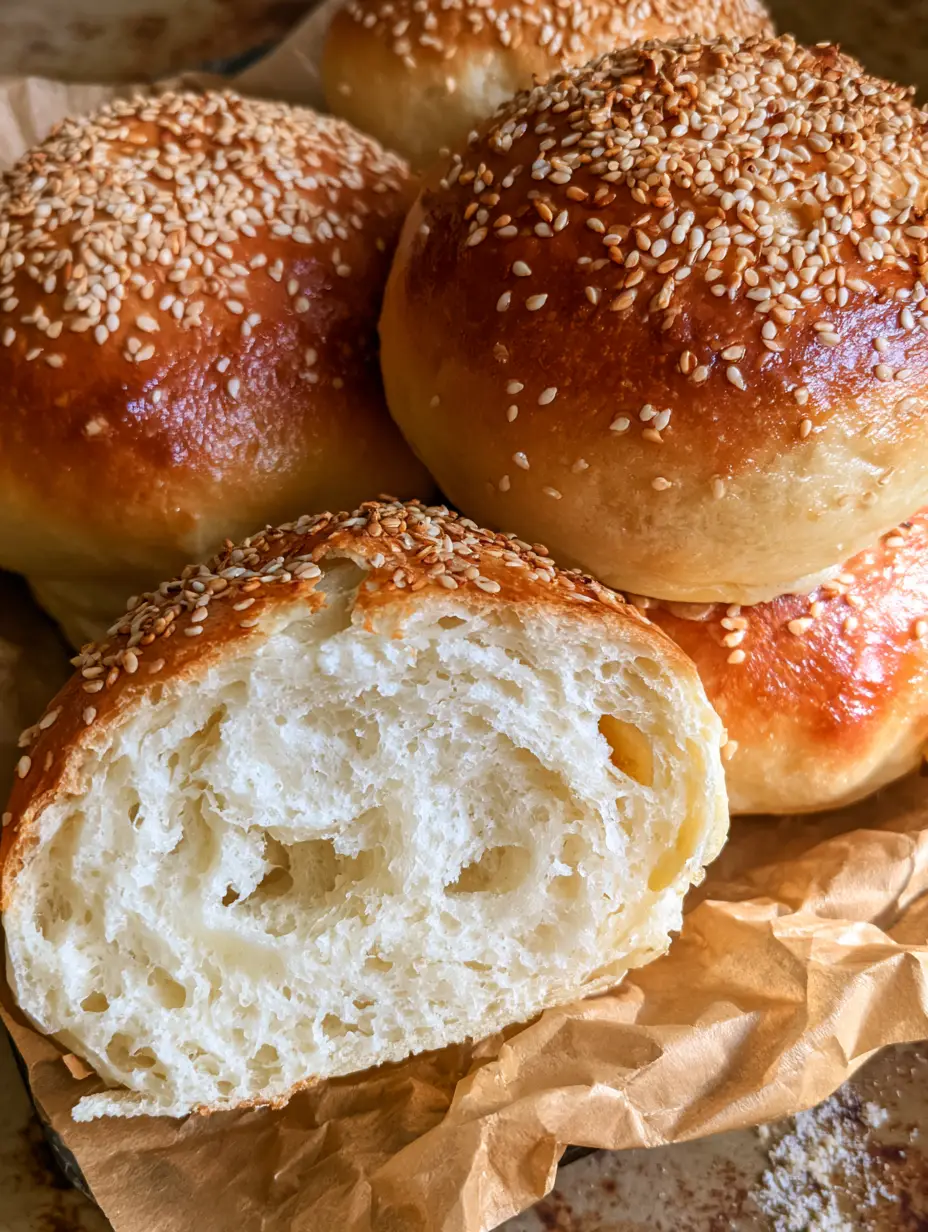 Pan Para Hamburguesa Keto: La Receta Definitiva para un Pan Esponjoso y Crujiente 3 Primer plano de un pan para hamburguesa keto cortado mostrando una miga blanca aireada con muchos agujeros.