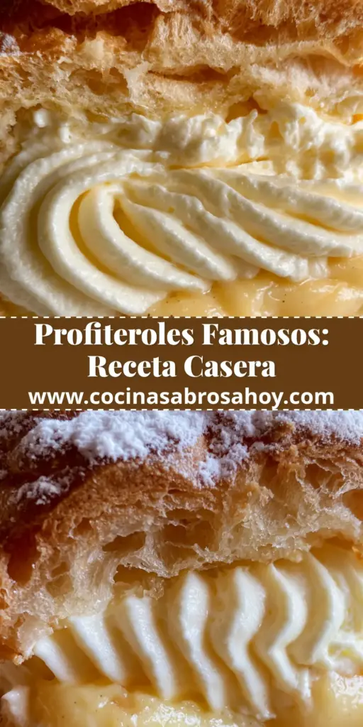 Una bandeja llena de profiteroles dorados rellenos de crema y espolvoreados con azúcar glas.