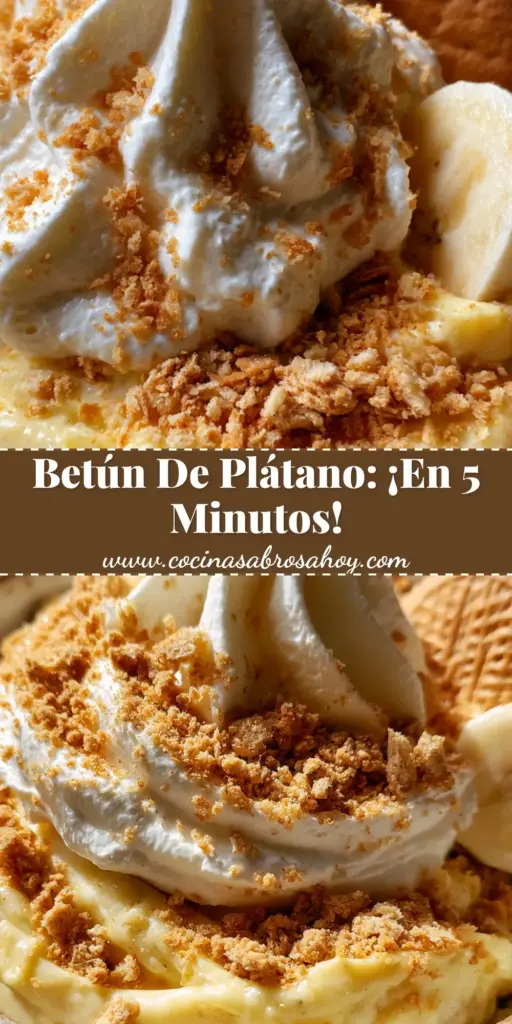 Primer plano de un tazón de cerámica rústico con betún de plátano espeso, remolinos de crema batida y migas de galleta Graham.