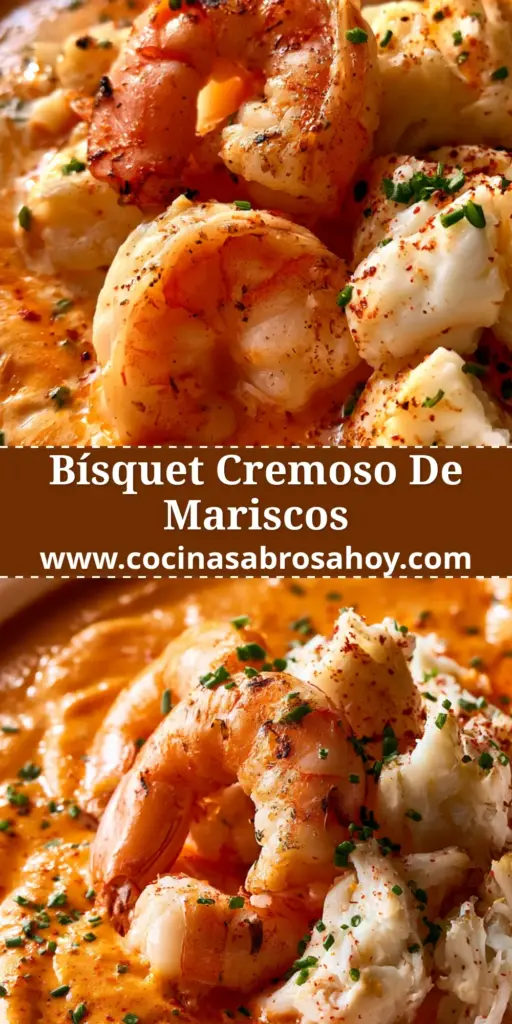 Bisquet cangrejo y camarones: La guía definitiva para una crema de mariscos gourmet 3 Primer plano de un bisquet de cangrejo y camarones en un bol cerámico rústico con perejil y copos de pimiento rojo.