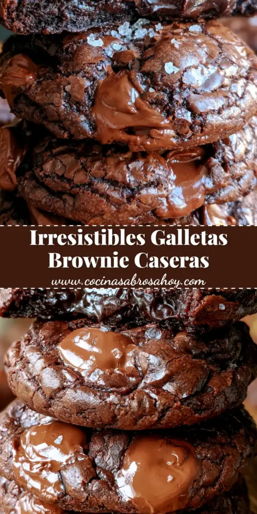 Brownie cookies: La receta definitiva para un centro fundido y superficie craquelada 4 Primer plano de una brownie cookie rota a la mitad mostrando el interior fundido y chocolate derretido con sal marina.