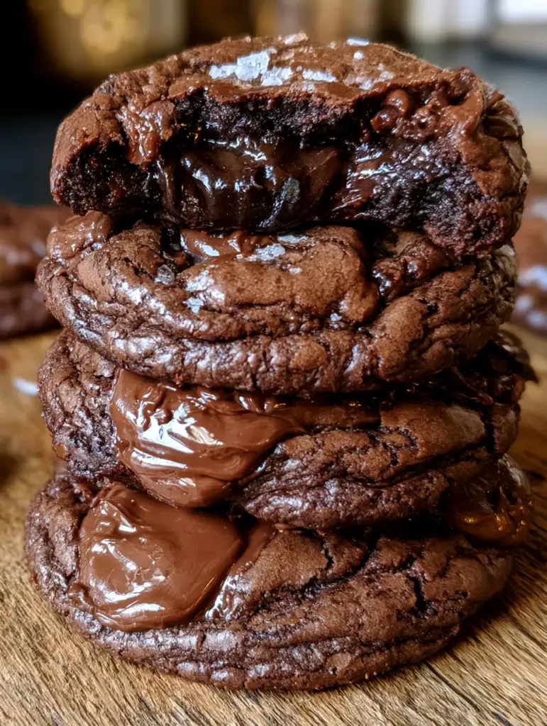 Brownie cookies: La receta definitiva para un centro fundido y superficie craquelada 2 Vista cenital de brownie cookies recién horneadas con superficie craquelada y trozos de chocolate oscuro.
