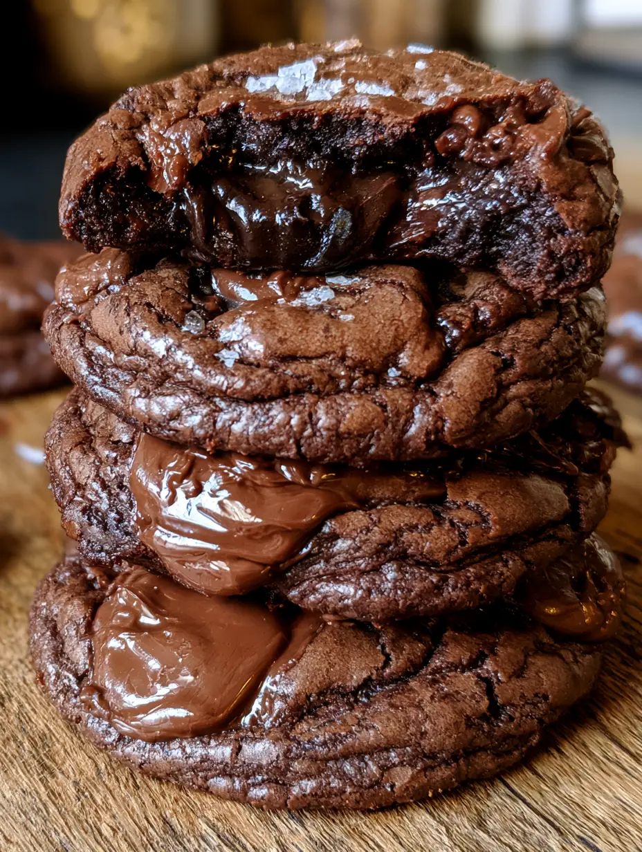 Brownie cookies: La receta definitiva para un centro fundido y superficie craquelada 3 Vista cenital de brownie cookies recién horneadas con superficie craquelada y trozos de chocolate oscuro.