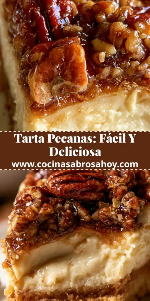 Primer plano de una porción de tarta de queso con abundante cobertura de nueces pecanas caramelizadas y glaseado ámbar.