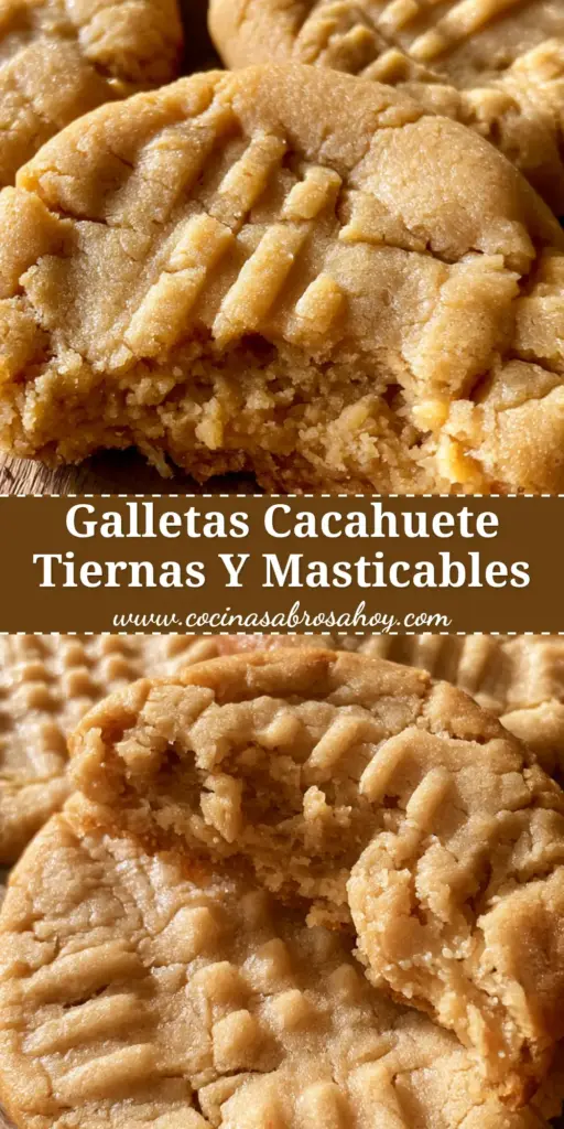 Primer plano de galletas de cacahuete recién horneadas con patrón de tenedor y textura dorada.