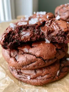 Foto casera de galletas de chocolate recién horneadas con chispas derretidas y textura brownie. (galletas de chocolate)