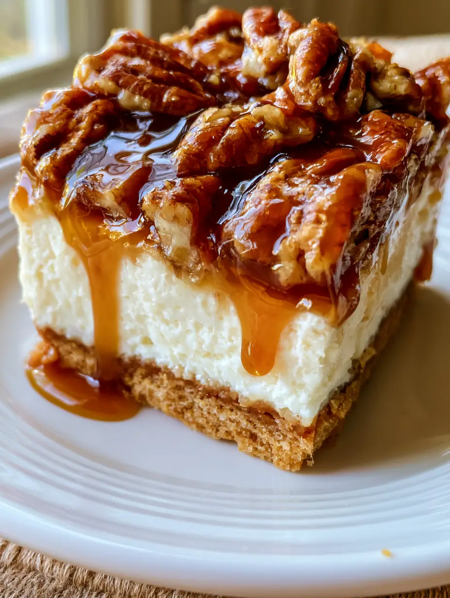 Macro de una rebanada de cheesecake pay de nuez mostrando la textura cremosa y las nueces tostadas.