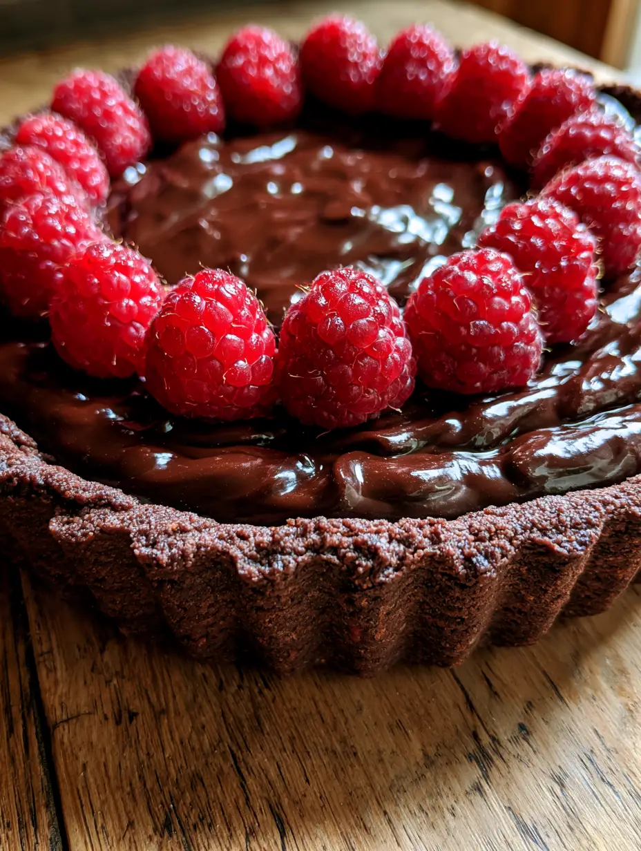 Fotografía estilo smartphone de una rebanada de tarta de chocolate mostrando las capas de ganache y corteza crujiente.