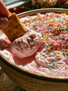 Foto de ángulo alto de dip de pascua rosa pastel con decoraciones de colores bajo luz natural. (dip de pascua)