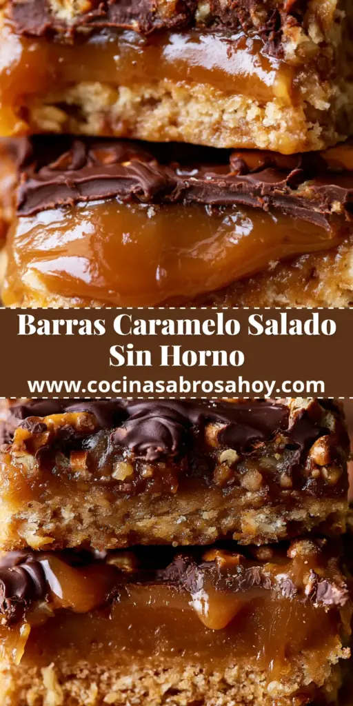 Primer plano de una pila de tres barras de pretzel con capas visibles de caramelo dorado y chocolate oscuro.